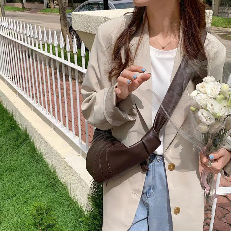 One Genuine Leather Niche Texture Underarm Baguette Bags