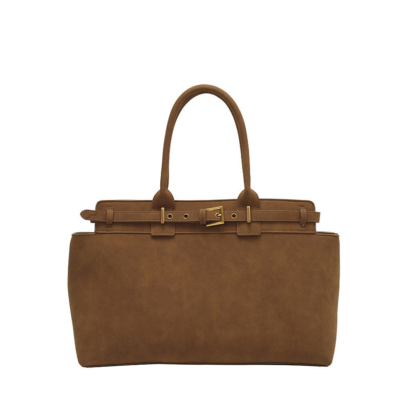 Women's Large Capacity Totes Retro Simple Versatile Niche Deerskin Shoulder Bags