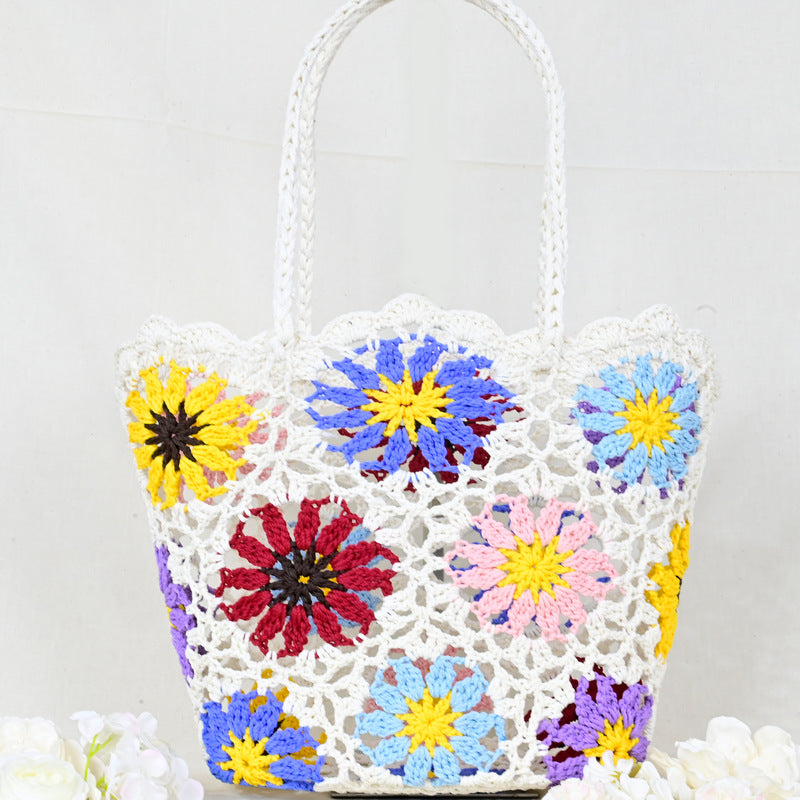 Women's Mini Oval Patchwork Hand-woven Crocheted Cotton Soft Women's Handbag