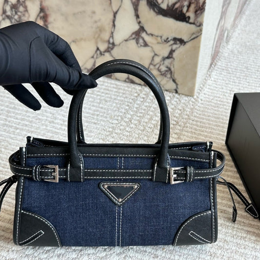Home Denim Portable Contrast Color Large Capacity Women's Messenger Bag
