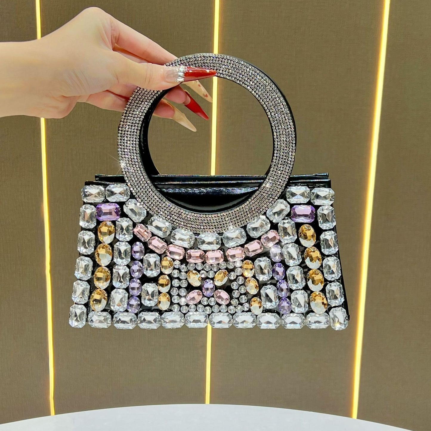 Women's Fashion High-grade Full Diamond Light Luxury Dinner Bag