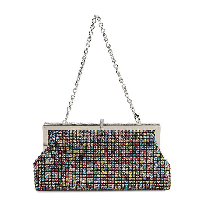 Women's Full Diamond Hand-held Handmade Rhinestone Clip Dinner Bag