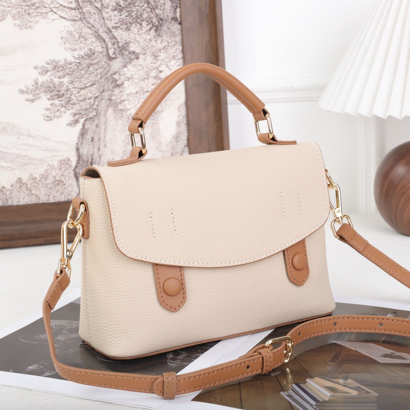 Women's First Layer Cowhide Popular Cambridge Winter Trendy Women's Messenger Bag