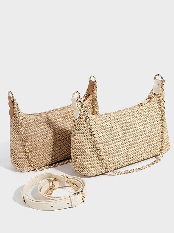 Women's Straw Chain Pouch Summer Essential High Quality Women's Shoulder Bag