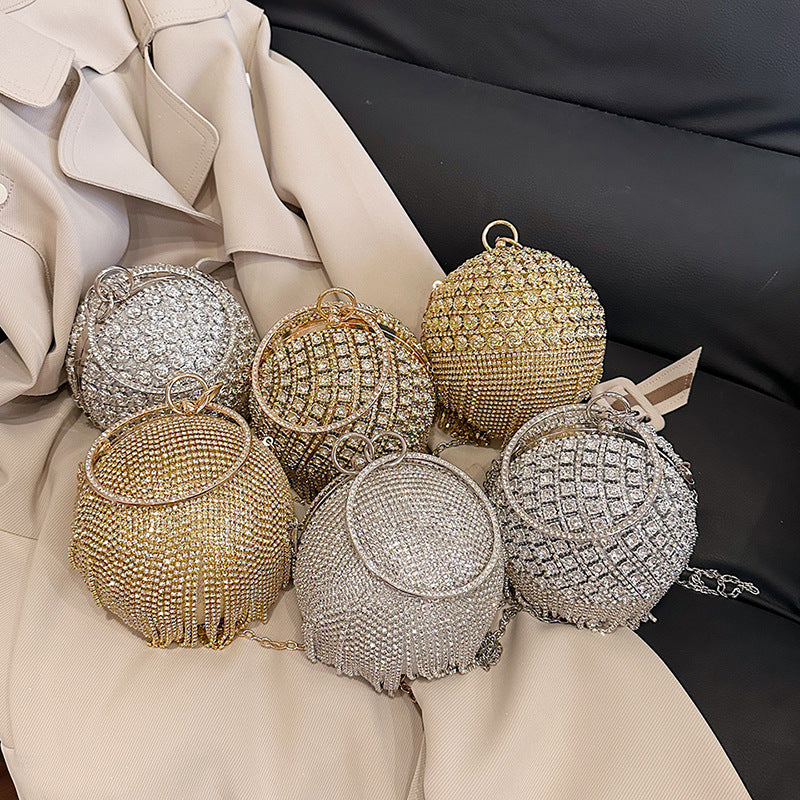 Women's Dinner Party Diamond Clutch Fashion Spherical Women's Shoulder Bag