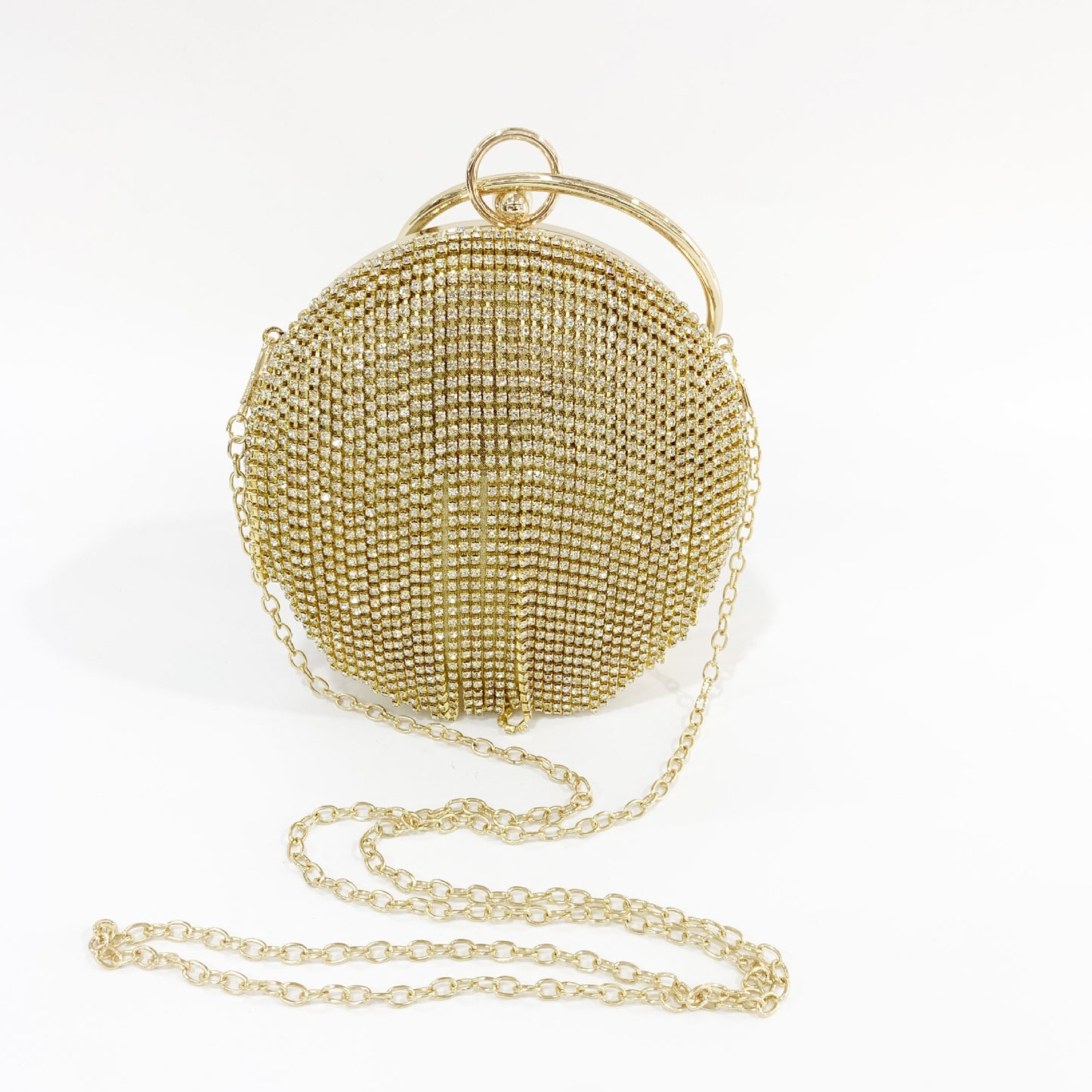 Women's Rhinestone Tassel Round Party Dress Clutch Evening Bags