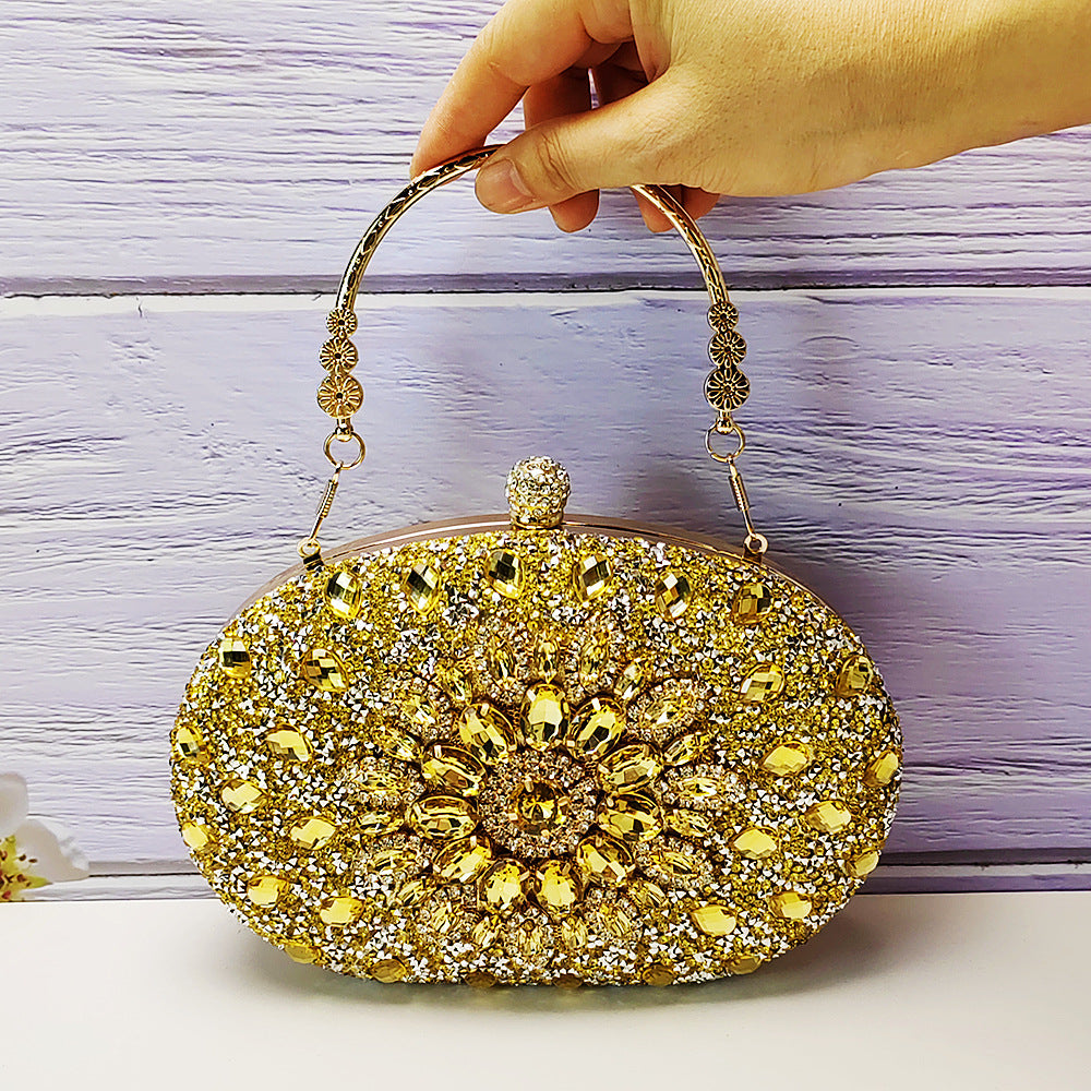 Shiny Round Clip Bridal With Chain Handbags