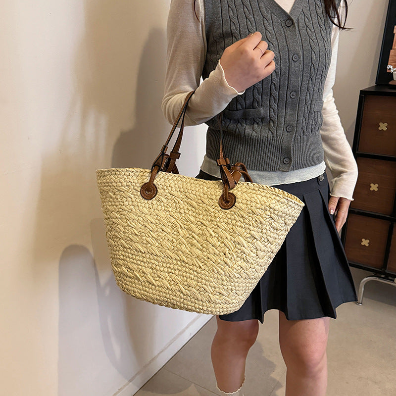 Large Capacity Portable Trend Woven Vacation Style Beach Female Women's Messenger Bag