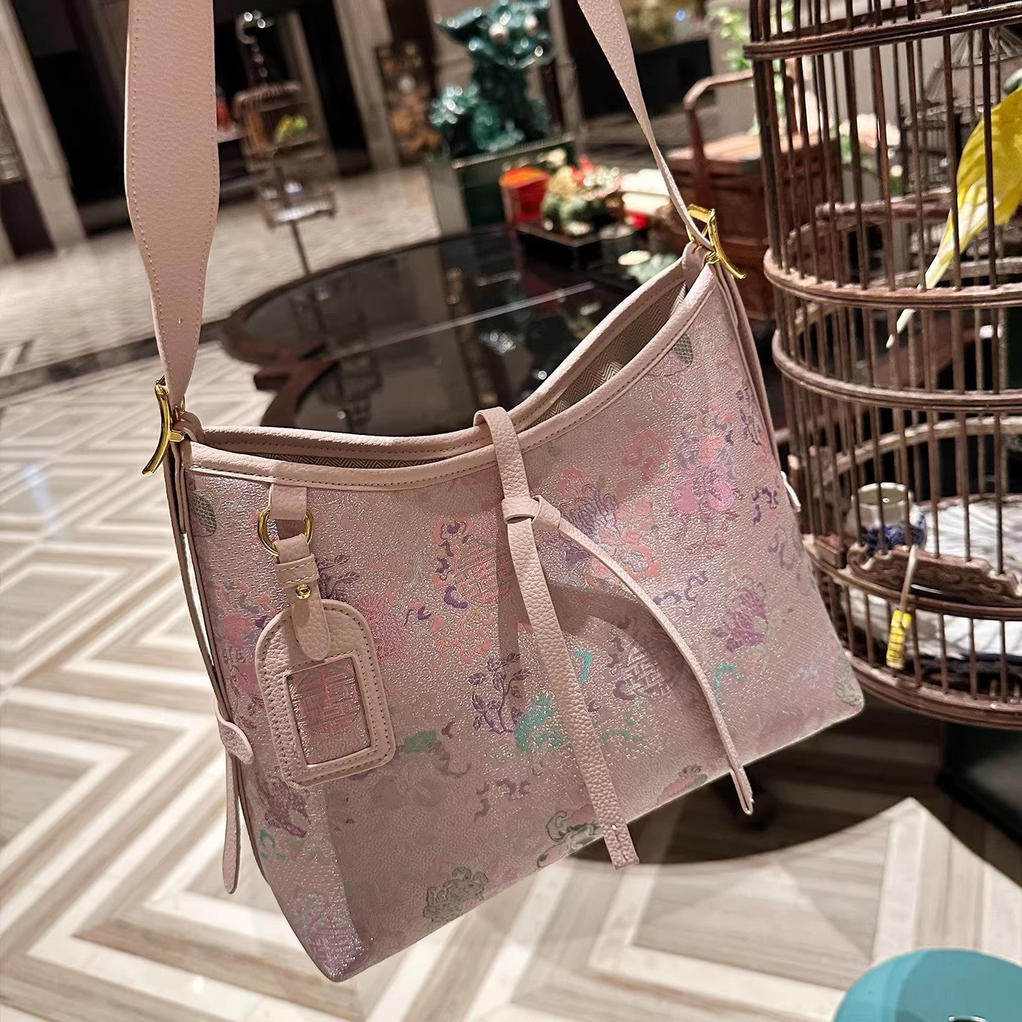 Women's Style Song Dynasty Brocade Dragon's Beard Women's Messenger Bag