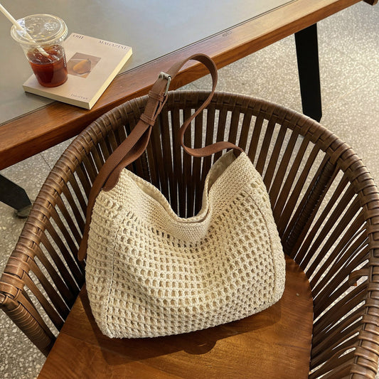Women's Summer Fashion Large Capacity Underarm Korean Knitted Bags