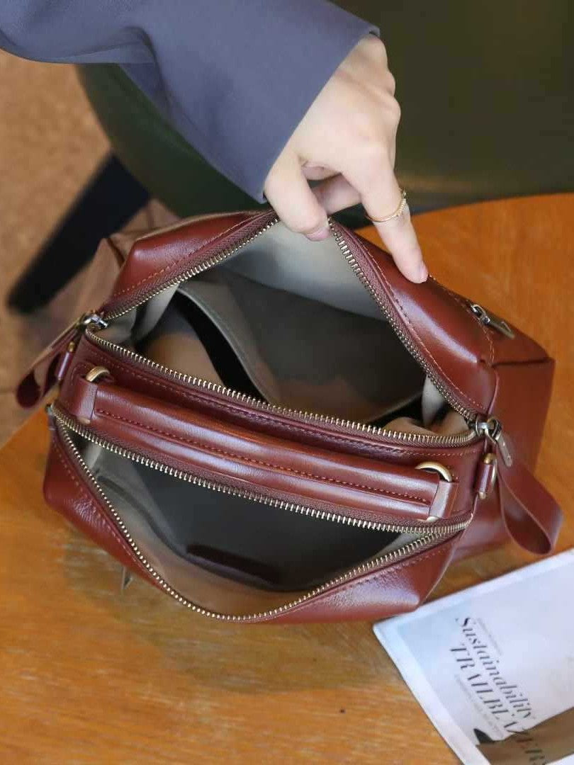 Women's Genuine Leather Fashion Box Korean Style Cosmetic Bags