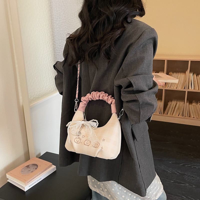 Women's Sweet Plaid Bowknot Fashion Commuter Western Small Square Bag
