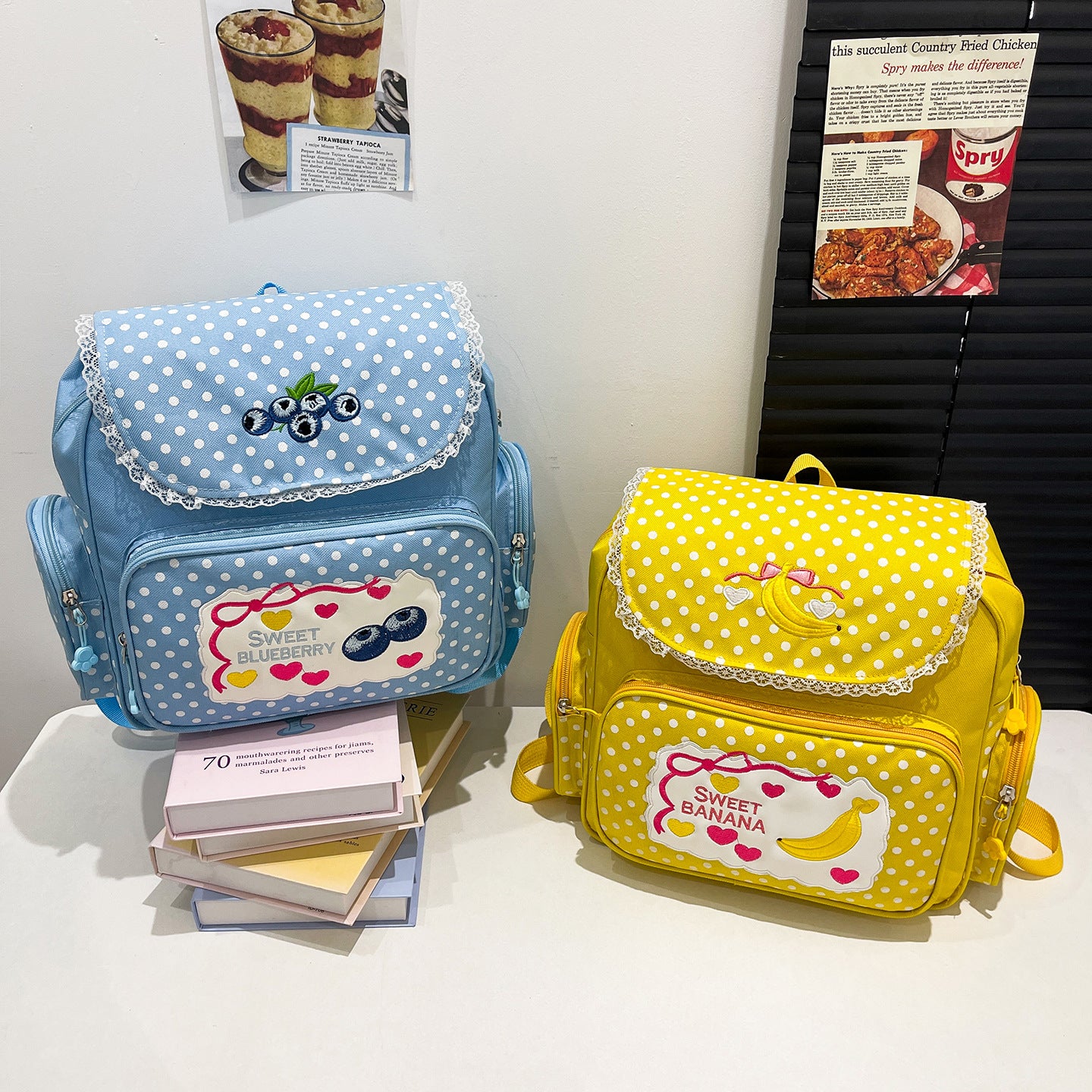 Girly Sweet Cute Embroidered Fruit Large Capacity Backpacks
