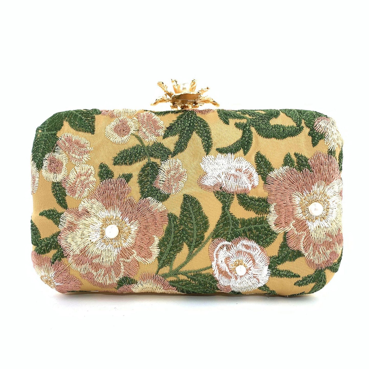 Women's Embroidered Handmade Beaded Vintage Pearl Banquet Dinner Bag
