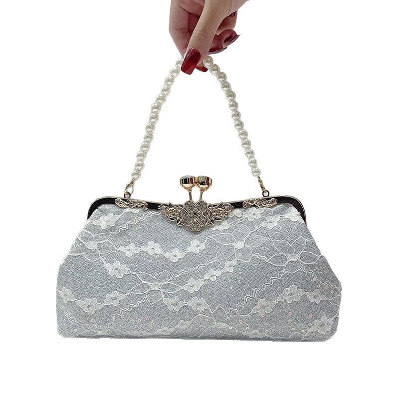 Women's Lace Fashion Dress Cheongsam Clutch Wear Chain Chinese Dinner Bag