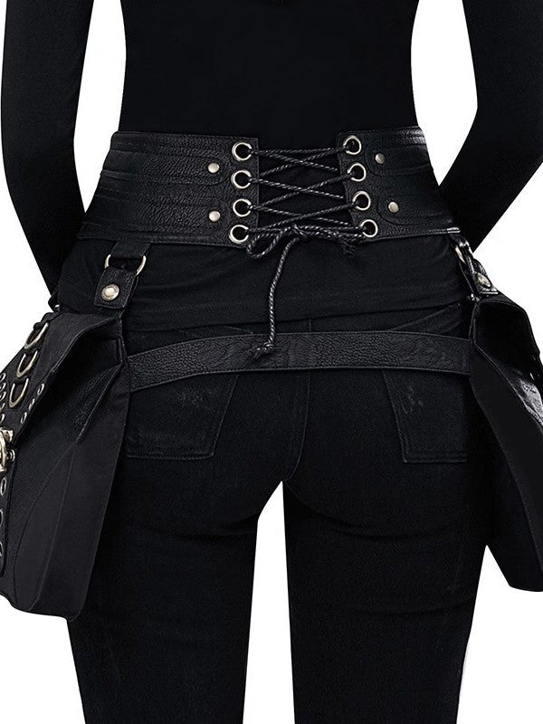 Women's Female Leather Mobile Retro Decorations Women's Chest Bag, Fanny Pack