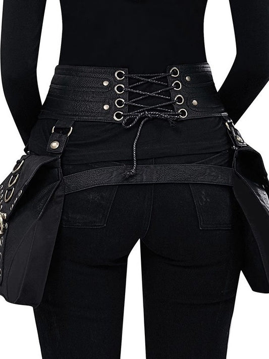 Women's Female Leather Mobile Retro Decorations Women's Chest Bag, Fanny Pack