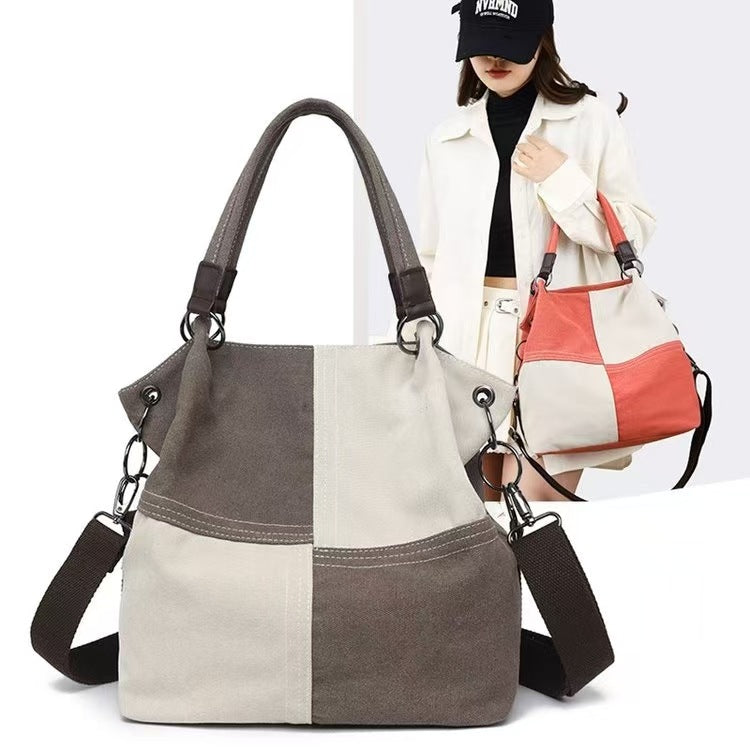 Women's Stitching Contrast Color Large Capacity Fashion Women's Messenger Bag