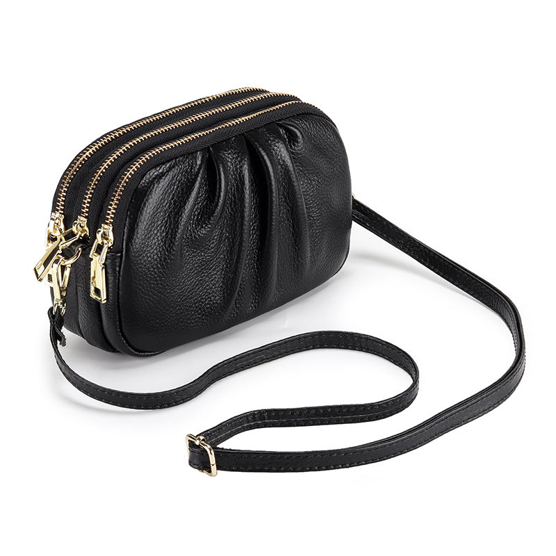 Women's Genuine Wrinkled Soft Large Capacity Simple Women's Leather Bag