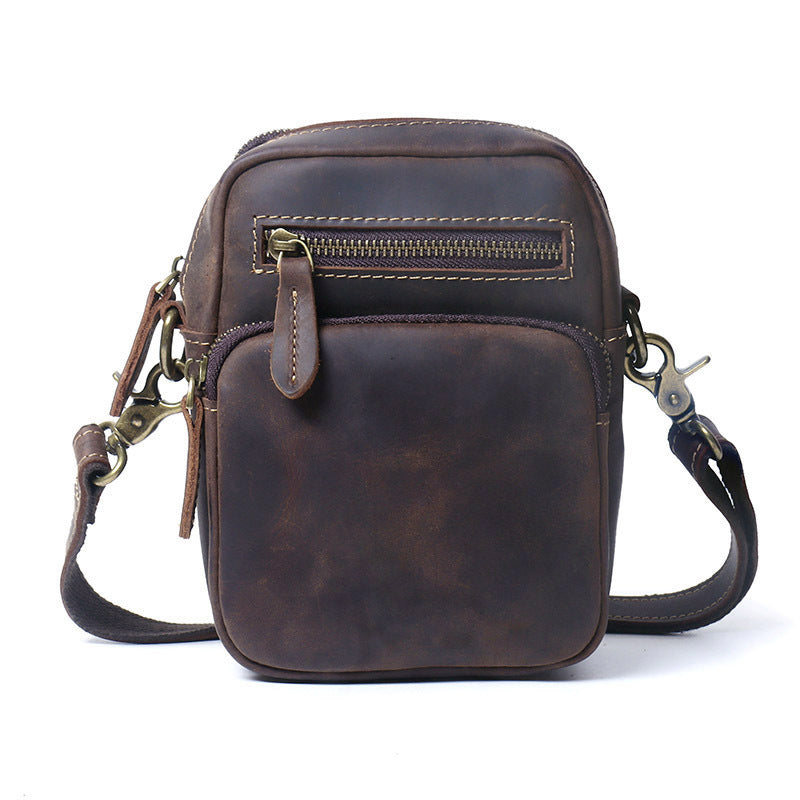 Men's Retro Crazy Horse Leather Simple Large Shoulder Bags