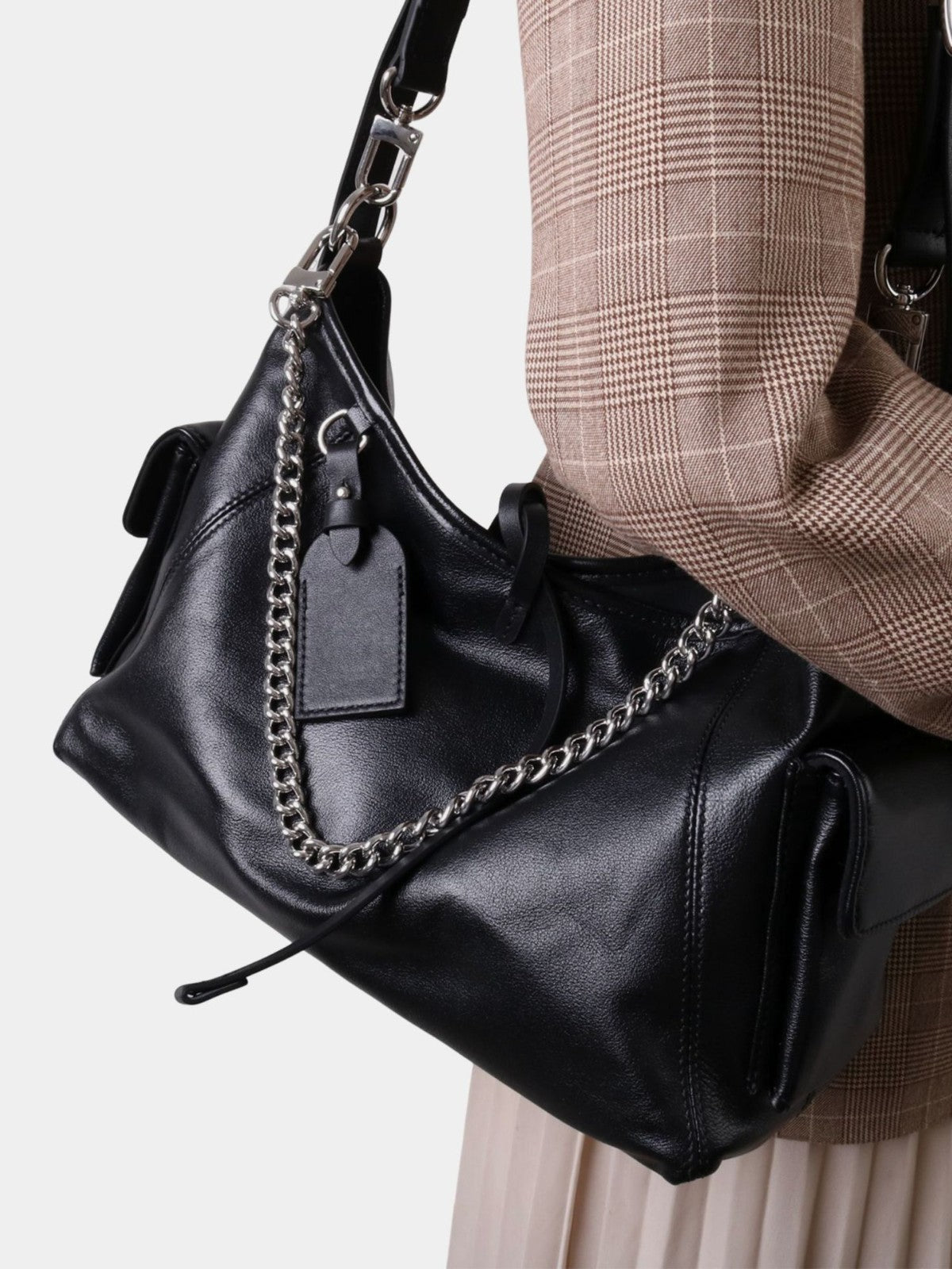 Women's Soft Motorcycle First Layer Cowhide Leather Women's Shoulder Bag