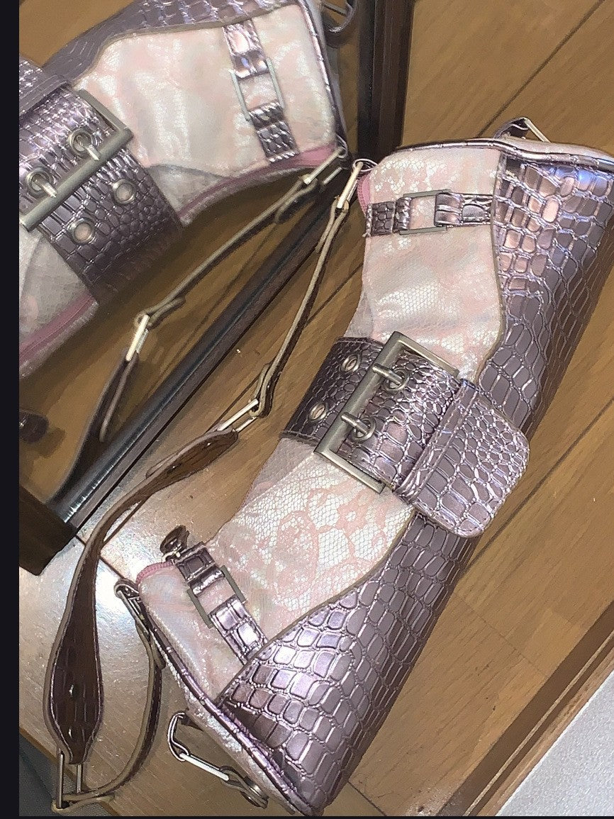 Women's Fashion Printed Lace With Leather Underarm Women's Shoulder Bag
