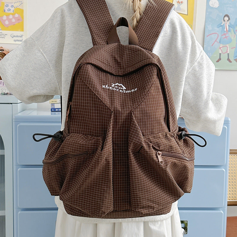 Style Plaid Lightweight Simple Commuter Exercise Leisure Backpack
