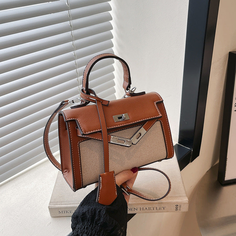 Women's High-grade Retro Portable Kelly Linen Stitching Women's Handbag