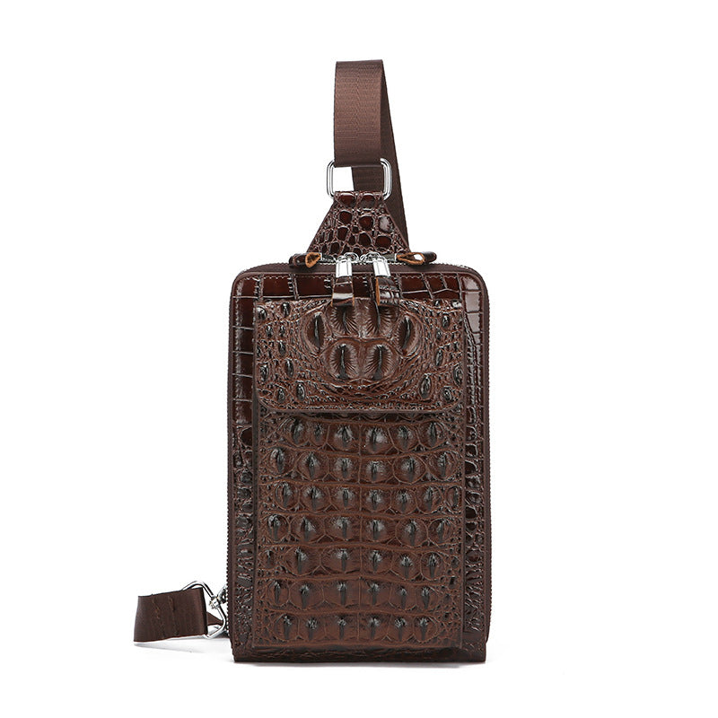 Men's Retro Fashion Crocodile Pattern Personality Multifunctional Shoulder Bags