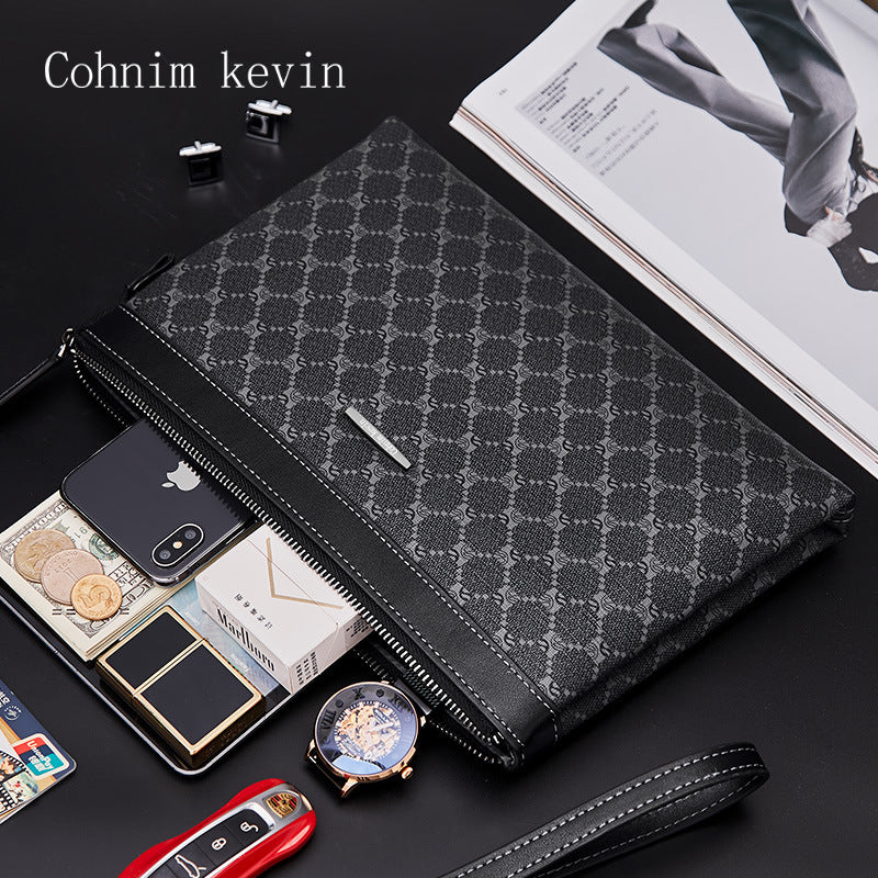 New Men's Leather Business Large Capacity Handbags