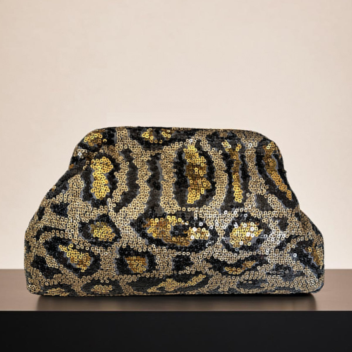 Spring Fashionable Sequins Leopard Print Dinner Versatile Large Women's Clutch
