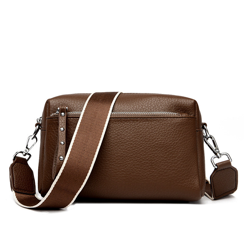 Women's Spring Wide Strap Soft Leather Fashion Small Square Bags