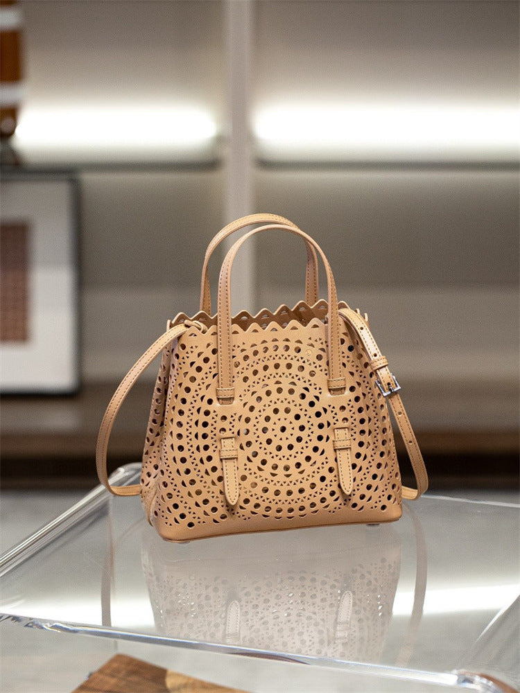 French Minority Top Layer Cattlehide Leather Women's Shoulder Bag