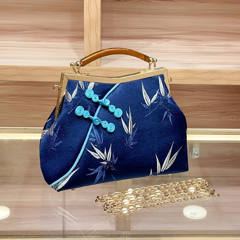 Women's Chinese Satin Pattern Chain National Fashion Coin Purses
