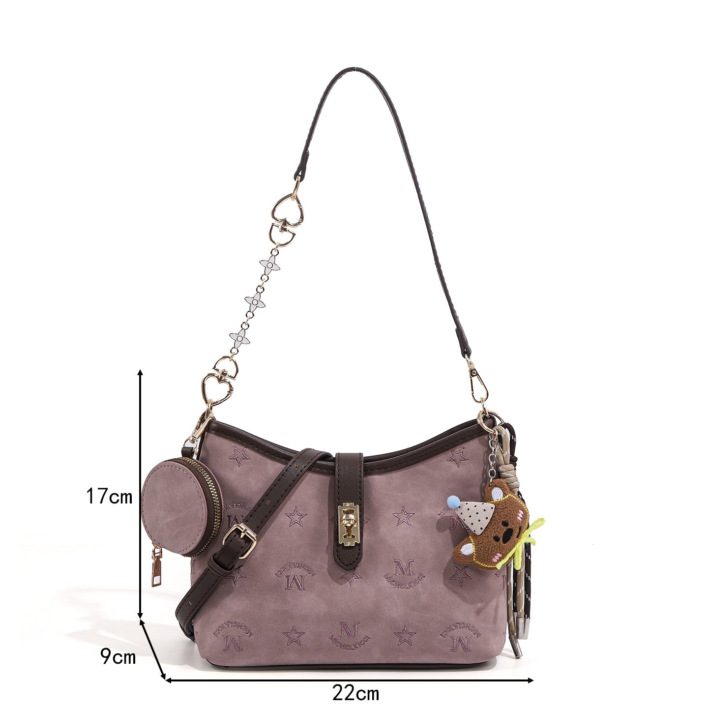 Women's Embroidered Cute Bear Pendant High-grade Light Bags