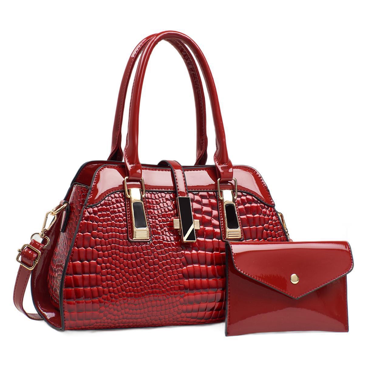 Women's Platinum Shining Leather Mother Crocodile Pattern Women's Handbag