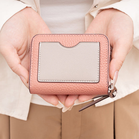 Women's Leather Made Korean Fashion Color Contrast First Layer Card Holder