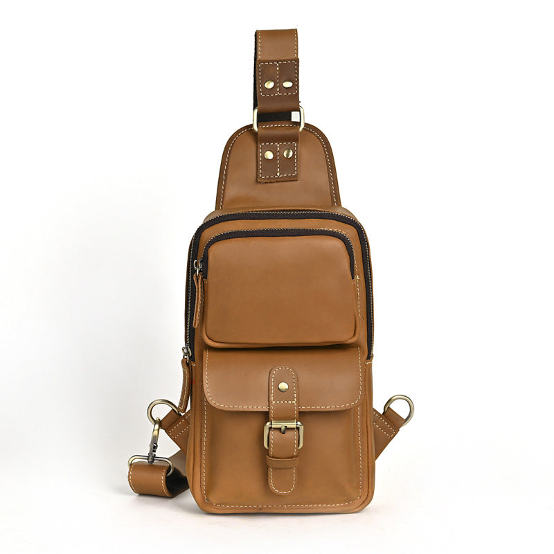 Men's Genuine Leather Crazy Horse First Layer Cowhide Men's Chest Bag