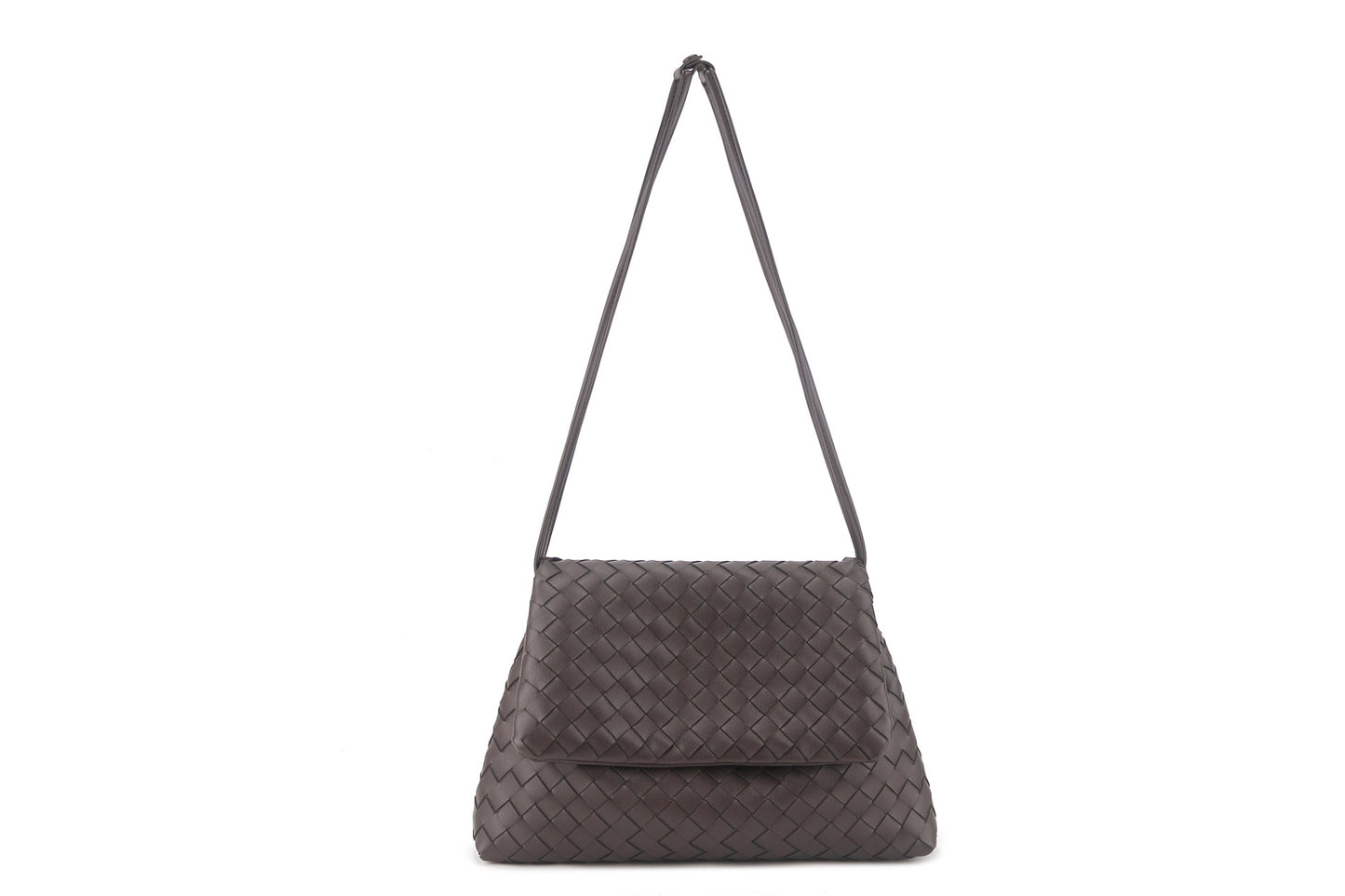 Summer Authentic Leather Weave Clamshell Drawstring Underarm Women's Shoulder Bag