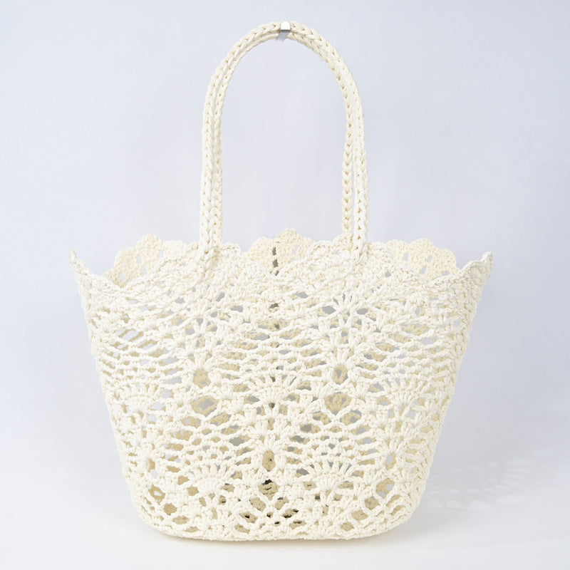 Fishtail Pattern Hollow Woven Basket Beach Bags