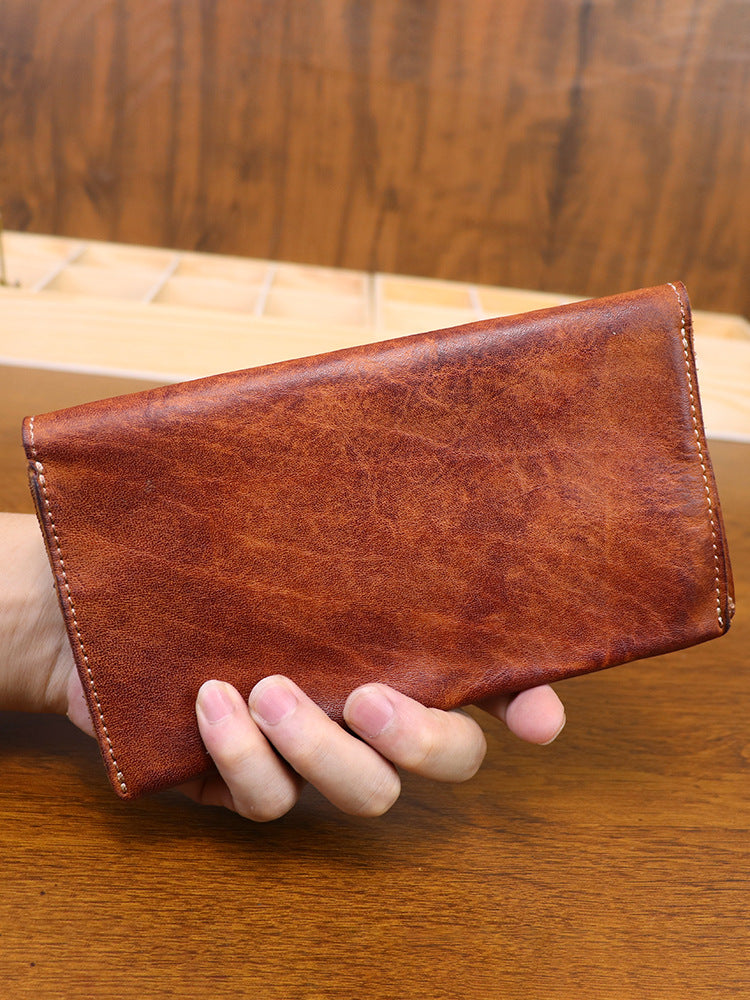 Men's Hand-rub Color Distressed Leather Passport Wrapper Document Business Fashion Men's Wallet