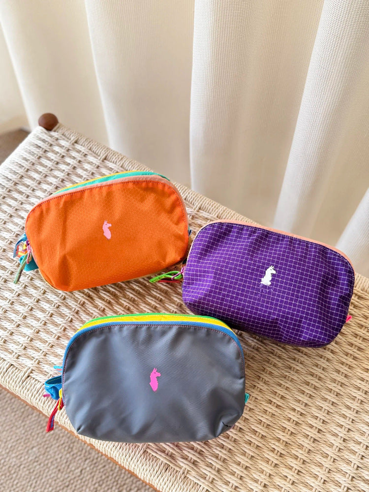 Dopamine Color Matching Alpaca Makeup Wash Portable Toiletry Waterproof Women's Chest Bag, Fanny Pack