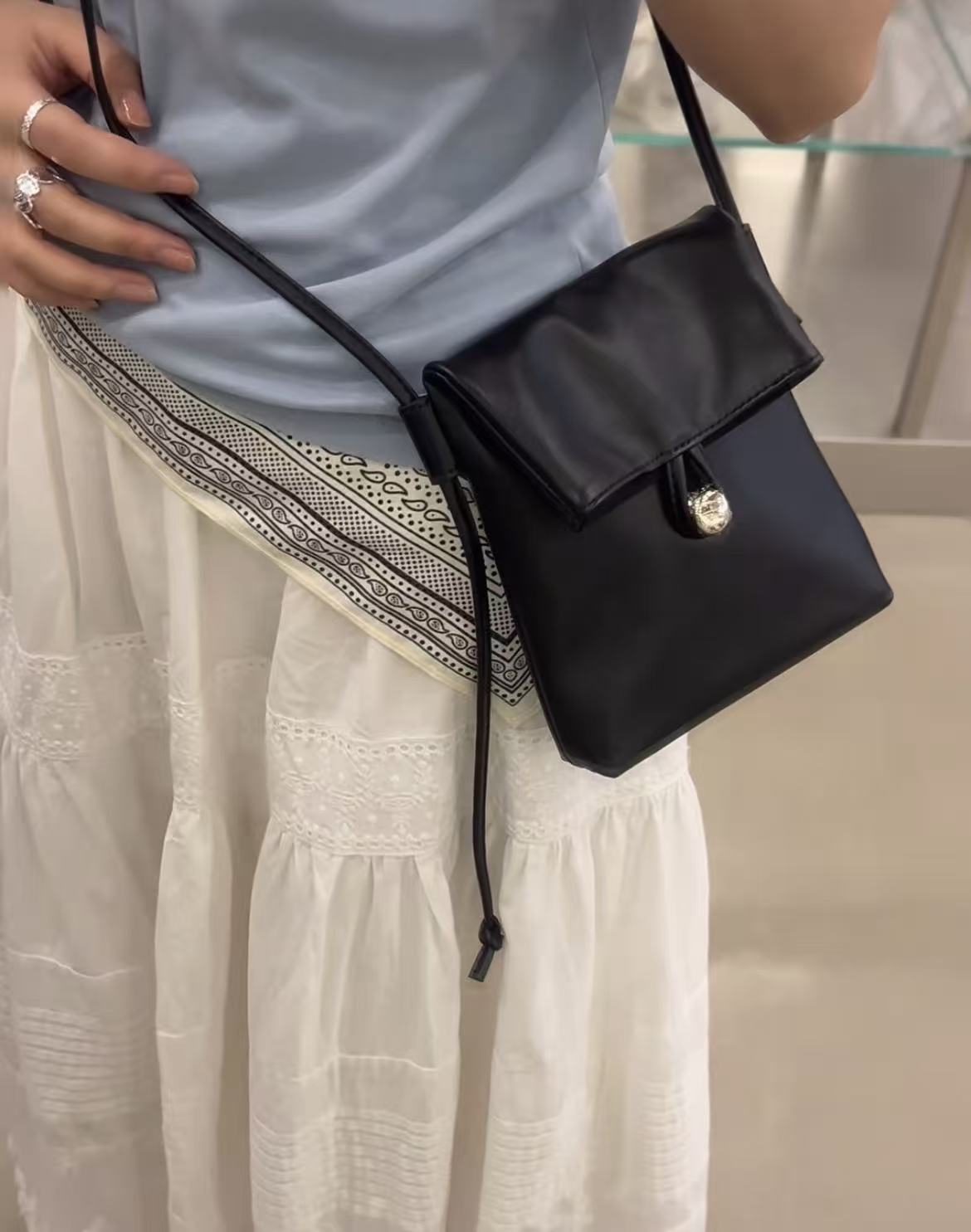 Korean Style Leather Button Minimalist Flip Bags