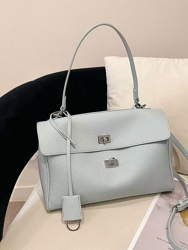 Women's Textured Lychee Pattern Soft Leather Large Bags