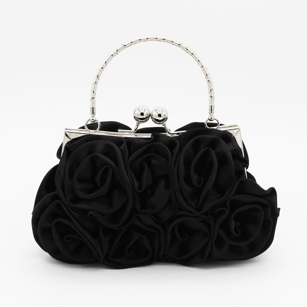 Durable Satin Cloth With Roses Portable Dinner Bag