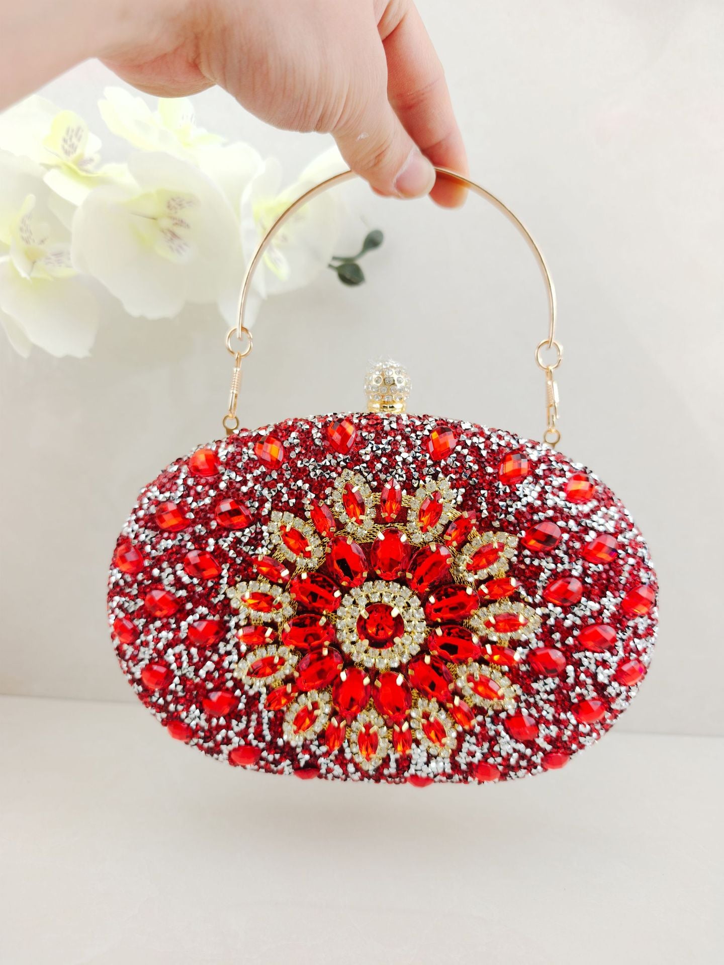Diamond Texture Dress Banquet Party Match Metal Bags