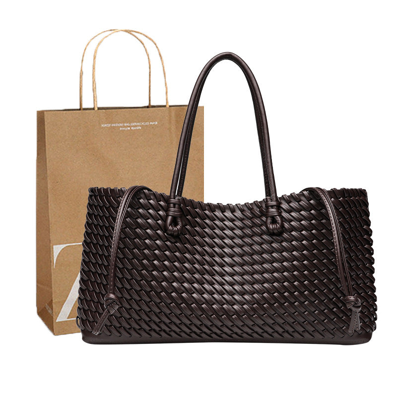 Hand-woven Woven Fashion High-grade Large Capacity Portable One Women's Handbag