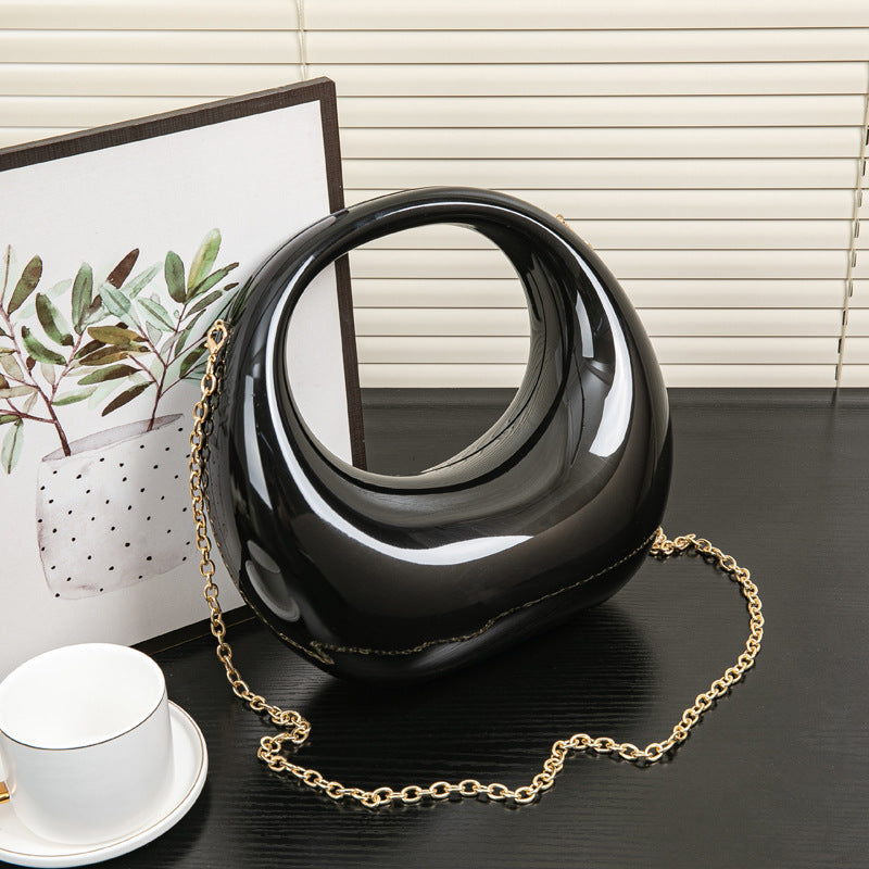 Cool Crescent Gold Sier Makeup Acrylic Dinner Bag