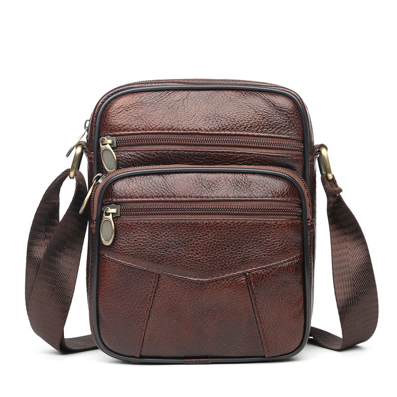 New Men's Leather Portable Simple Mobile Backpacks