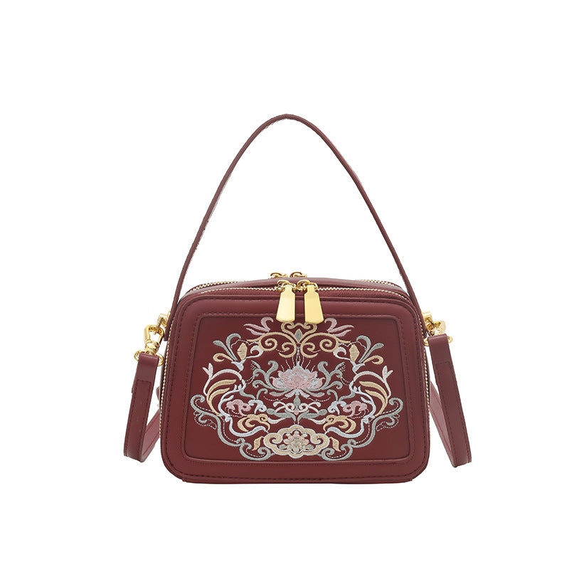 Women's Artistic Chinese Style Round Zipper Ancient Women's Messenger Bag